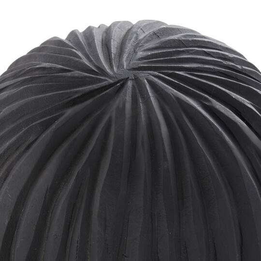 Black Teak Wood Carved Orbs Set